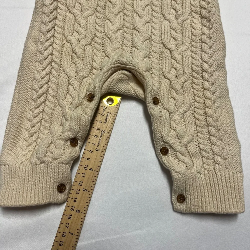 Baby Gap Cable Knit Romper Cream Sherpa Collar Jumpsuit 3-6 Months‎